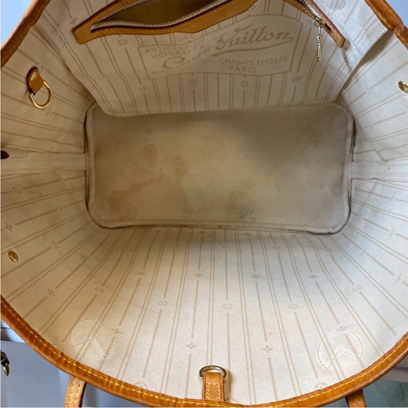 AUTHENTIC LOUIS VUITTON DAMIER AZURE NEVERFULL MM BAG - Picture 7 of 12